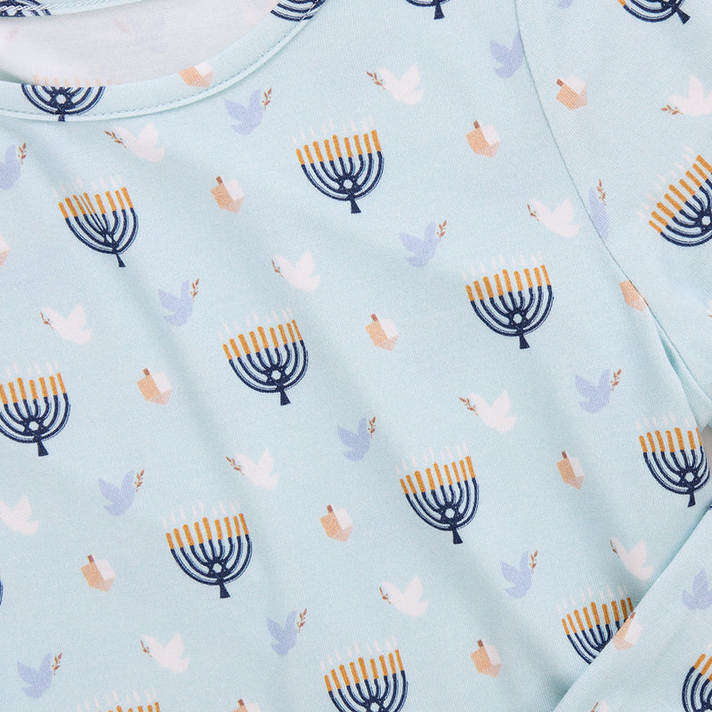 Pink Chicken Kids Bamboo PJ Set - Peaceful Hanukkah