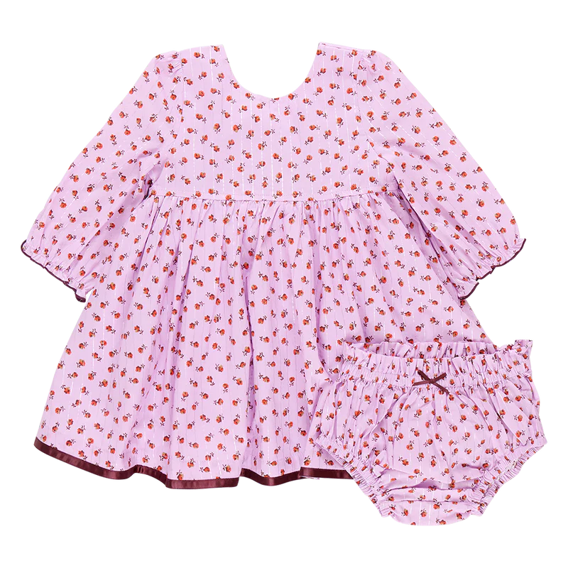 Pink Chicken Baby Girls Amma Dress Set - Lavender Tiny Roses