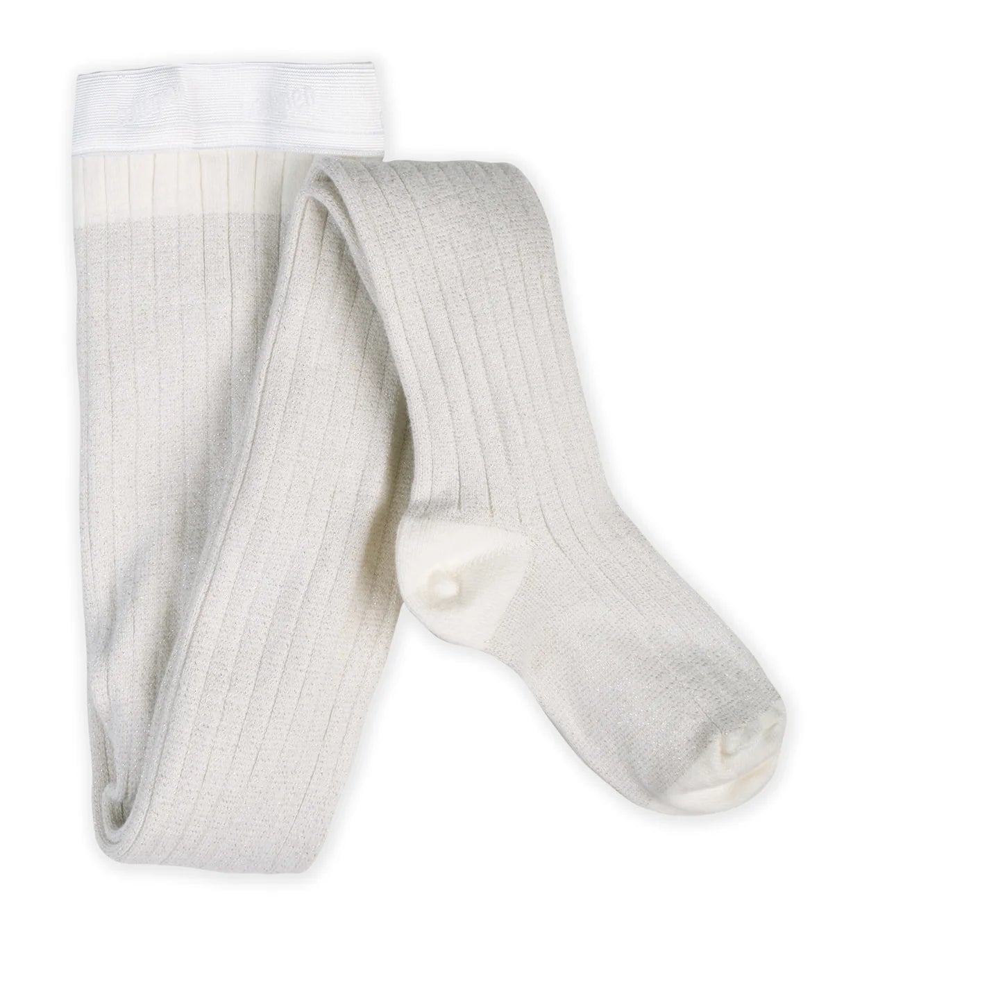 Collegien Amelie Glitter Ribbed Tights - Blanc Neige (White)