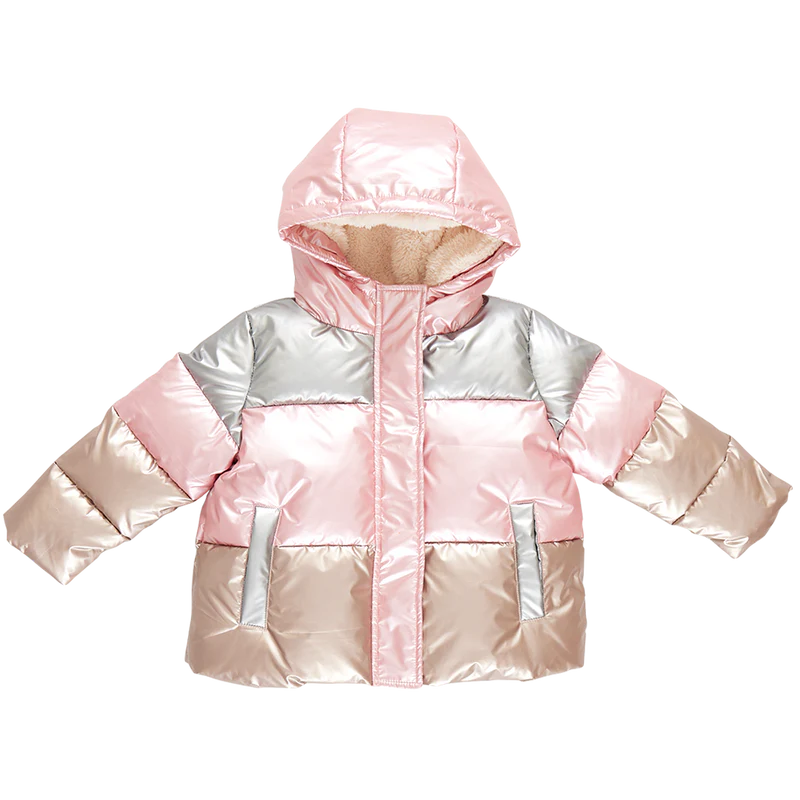 Pink Chicken Kids Pete Puffer - Metallic Color Block