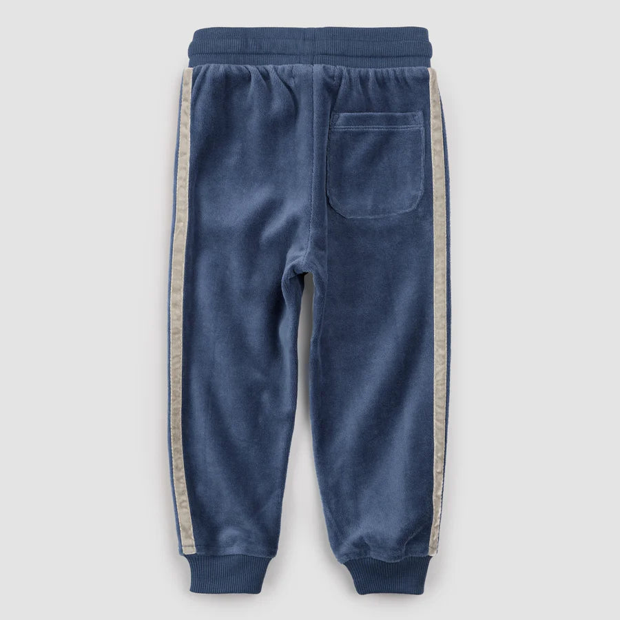 Miles Blue Velour Jogger - Retro Stripe