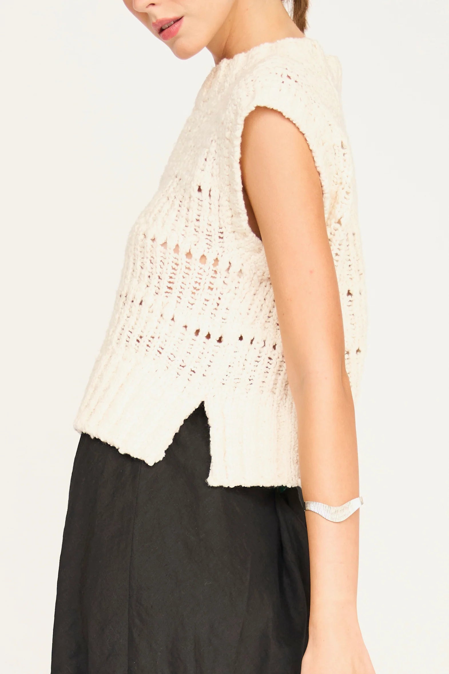 MIRTH Marin Ladderstitch Vest - Cream