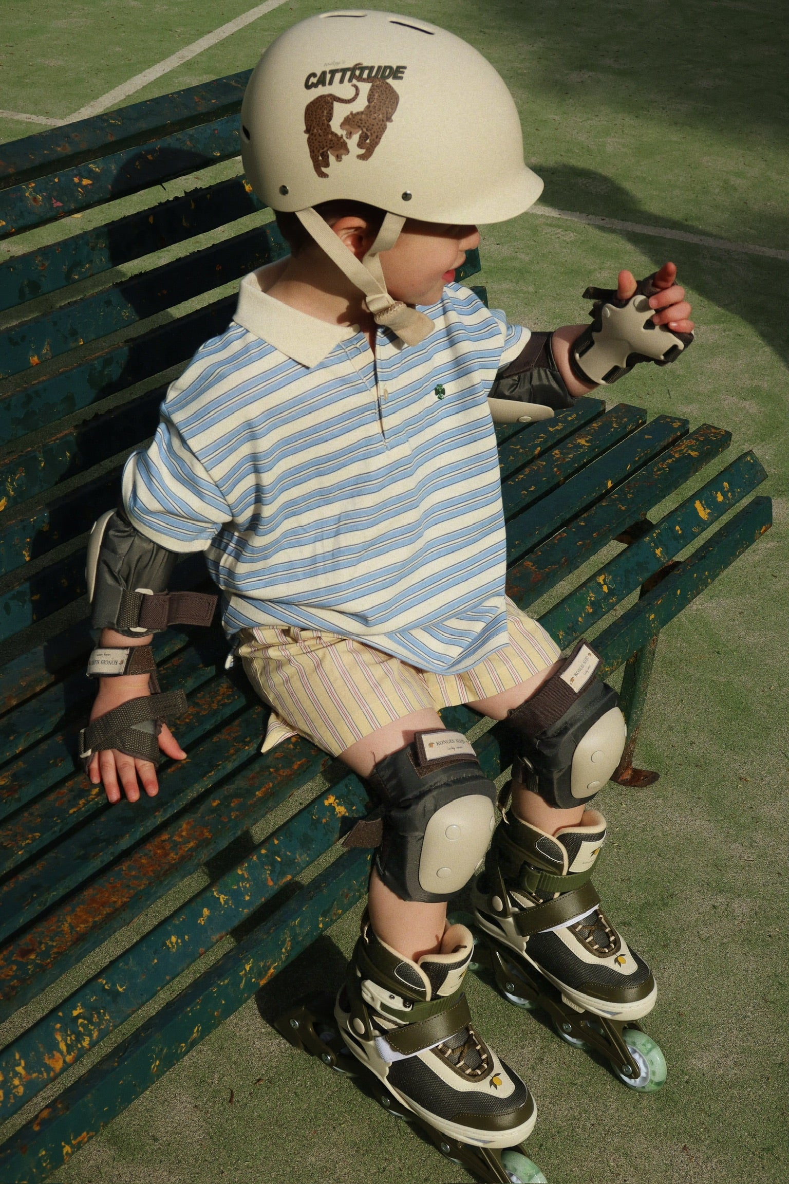 Konges Slojd Spotty Short Sleeve Polo - Stripe Ciel