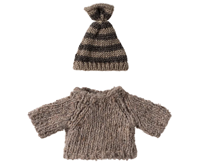 Maileg Knitted Sweater and Hat - Big Brother Mouse