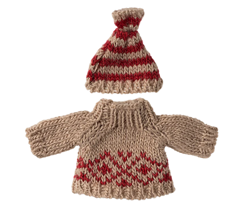 Maileg Knitted Sweater and Hat - Mum Mouse