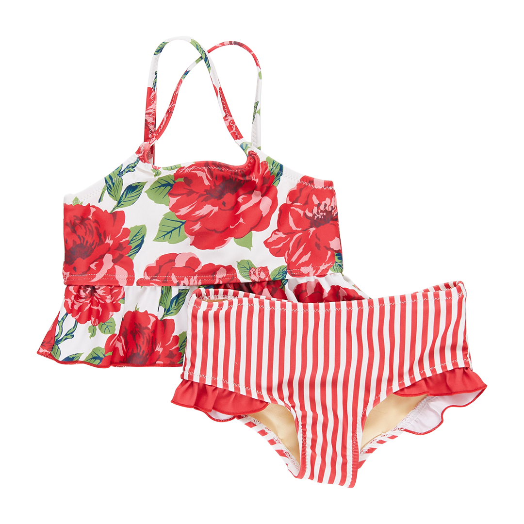 Pink Chicken Joy Tankini - Red Peonies