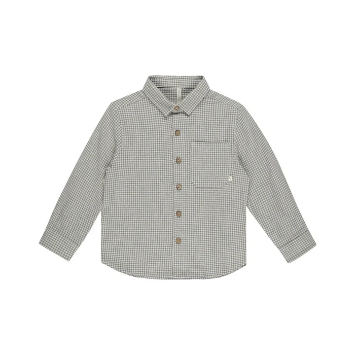 Rylee + Cru Collared Long Sleeve Shirt - Forest Gingham