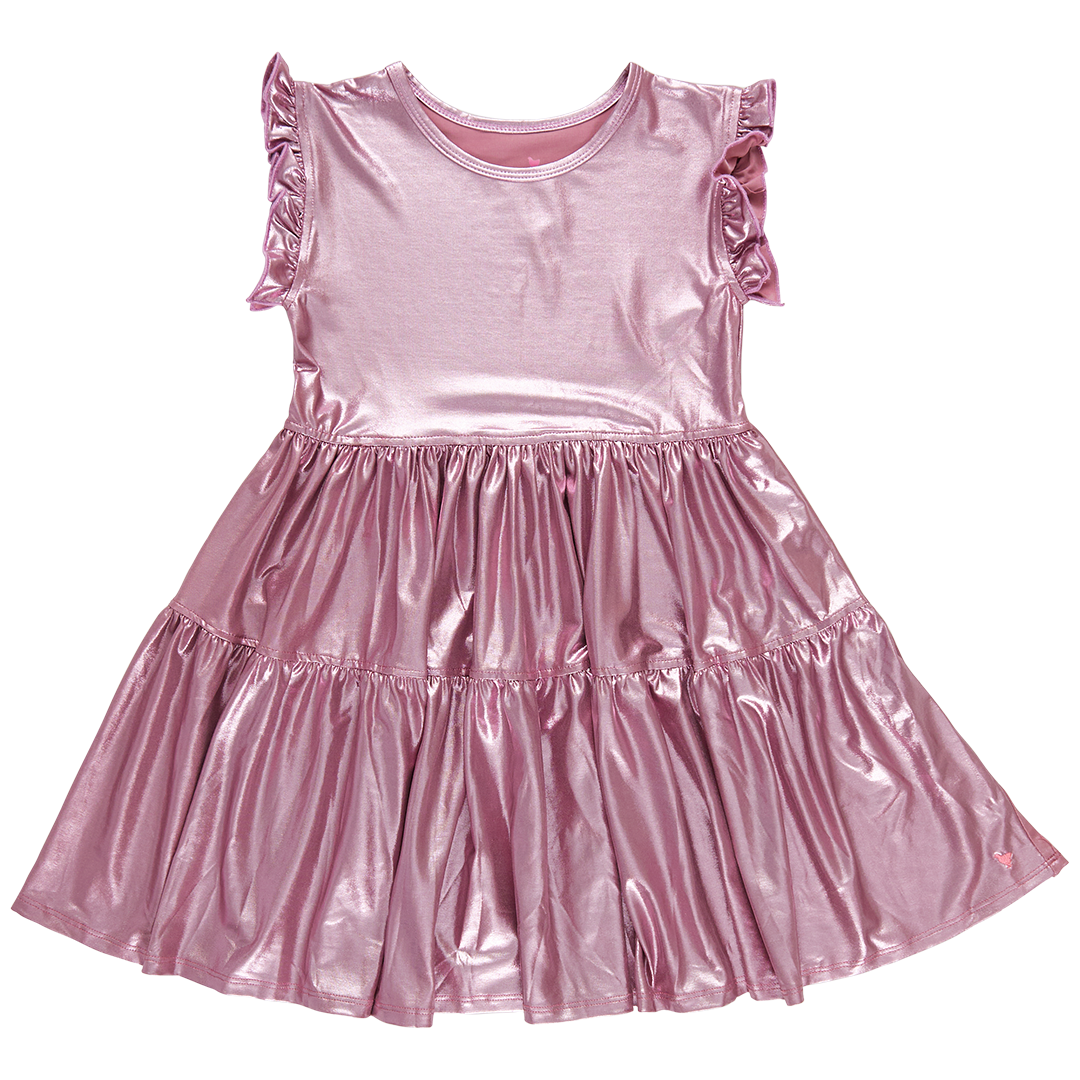 Pink Chicken Girl's Polly Dress - Light Pink Lame