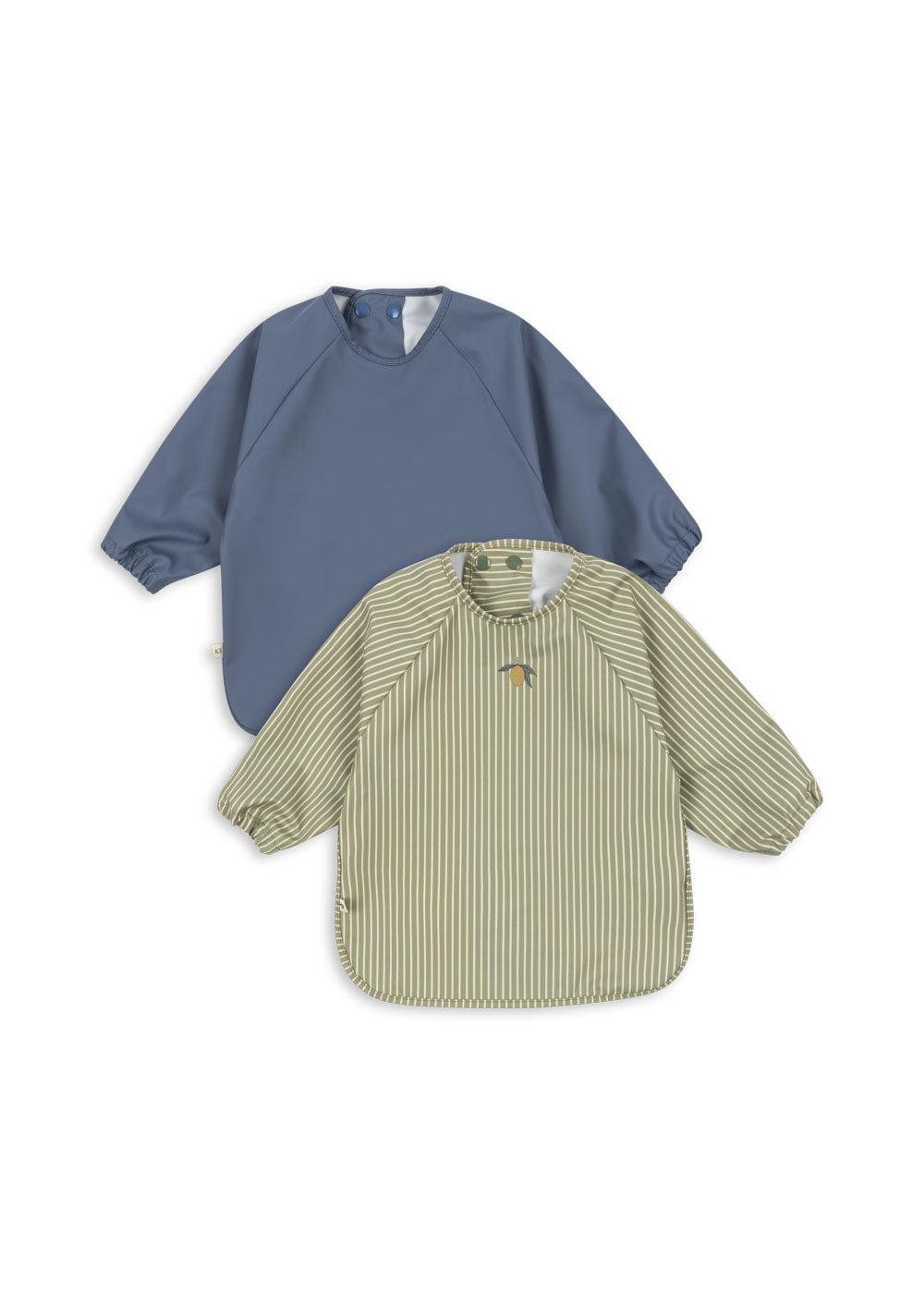 Konges Slojd Two Pack Dinner Bib with Sleeves - Tea Stripe/Flint Stone