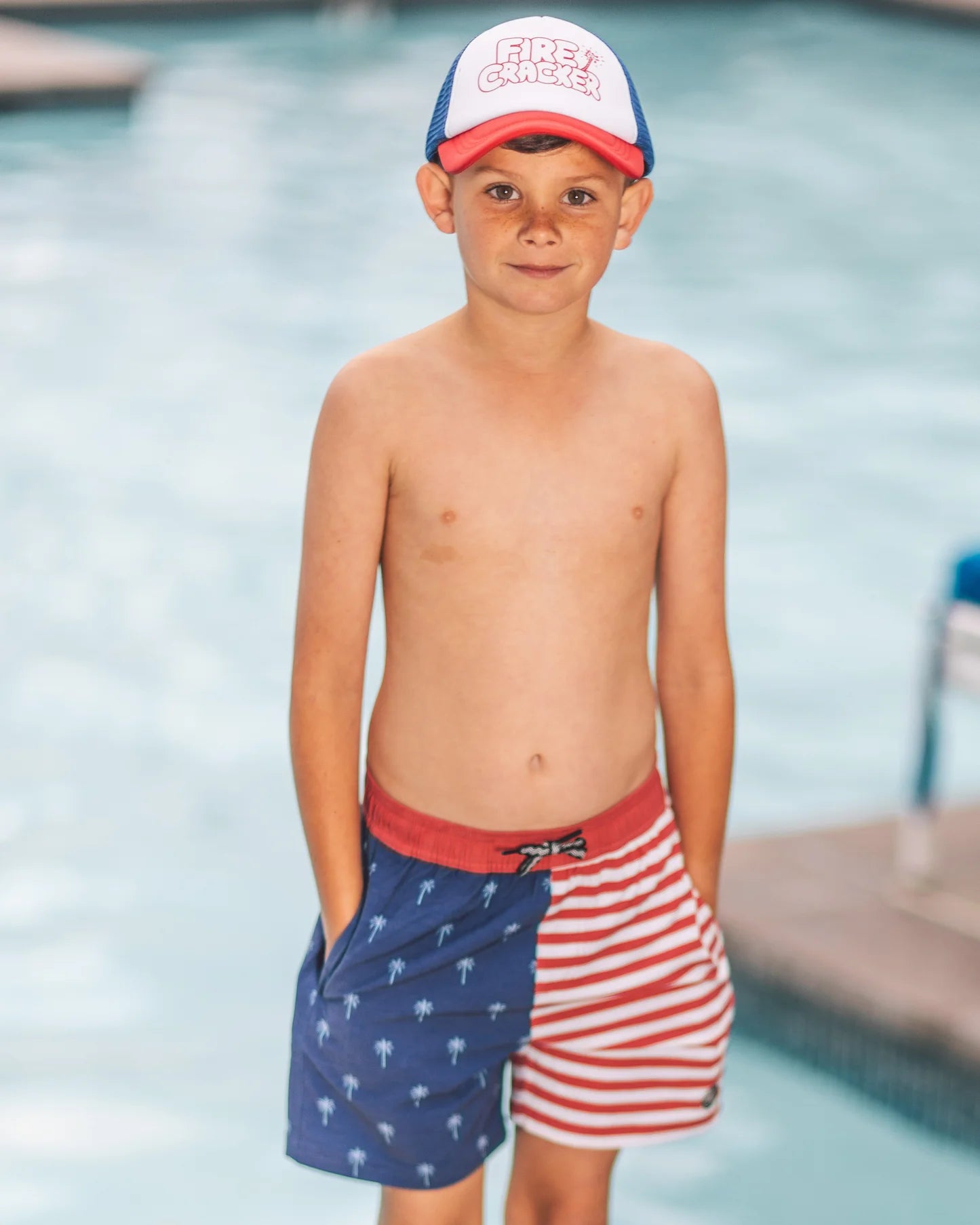 Palm Stripe Volley Trunk - Twilight
