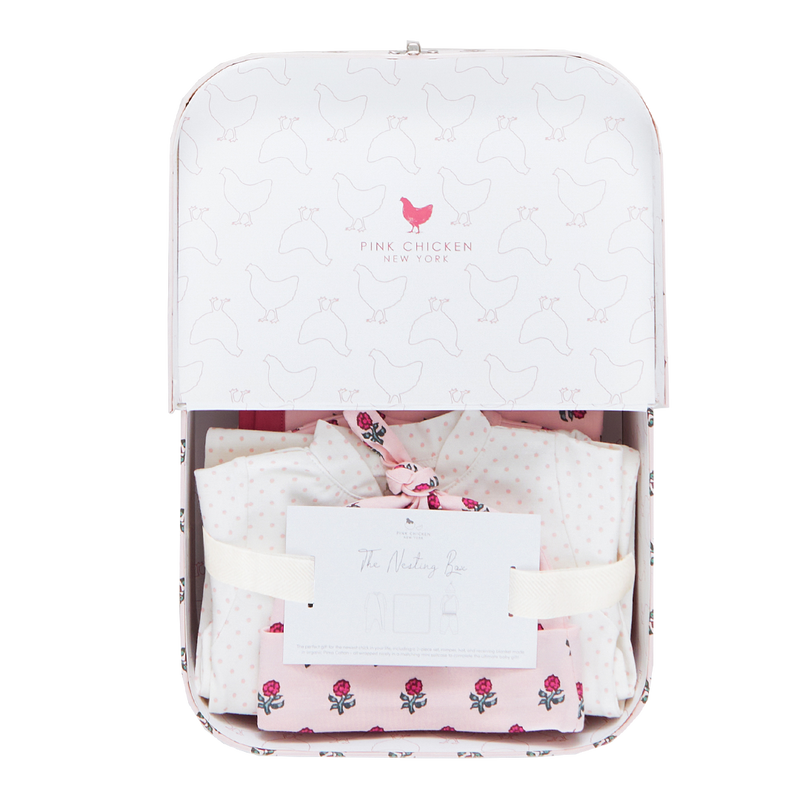 Pink Chicken Nesting Box - Pink Tiny Flower