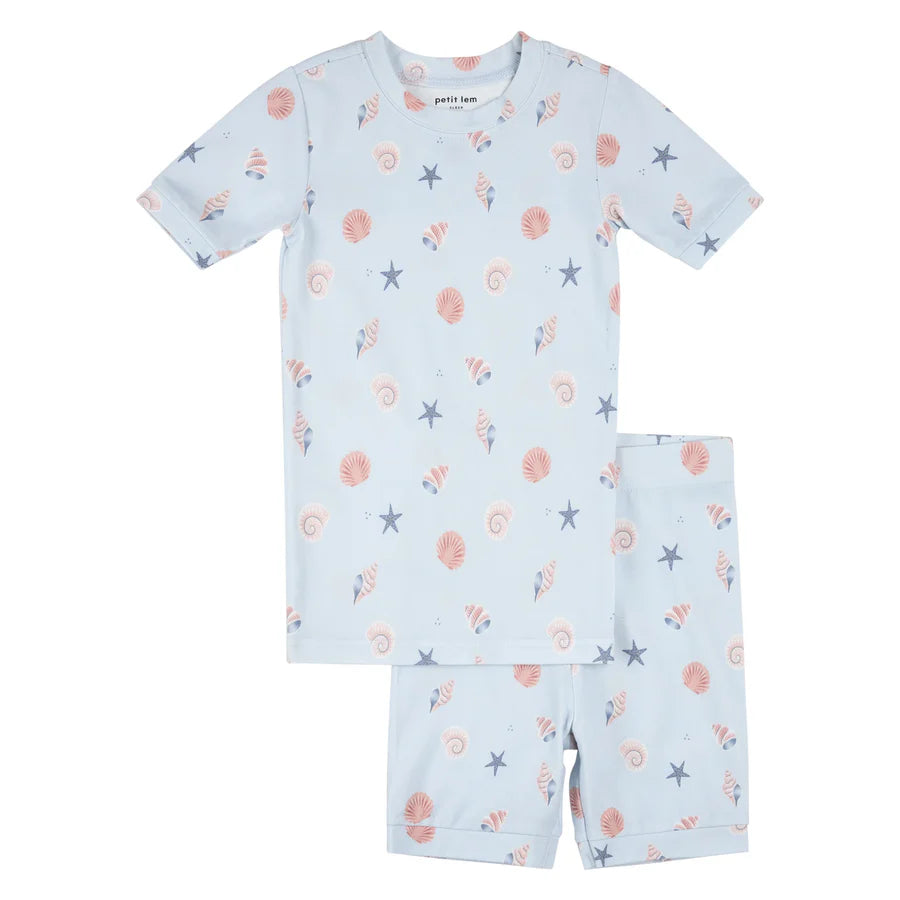 Petit Lem Pajama Set - Light Blue Seashell