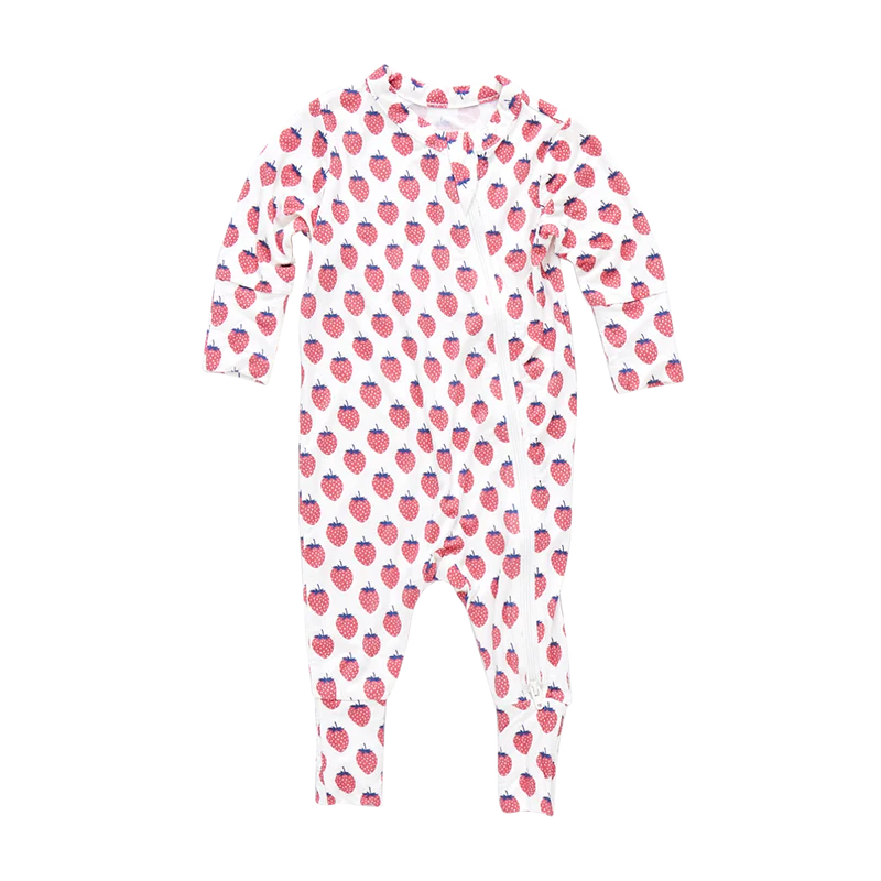 Pink Chicken Baby Bamboo Romper - Petite Strawberries