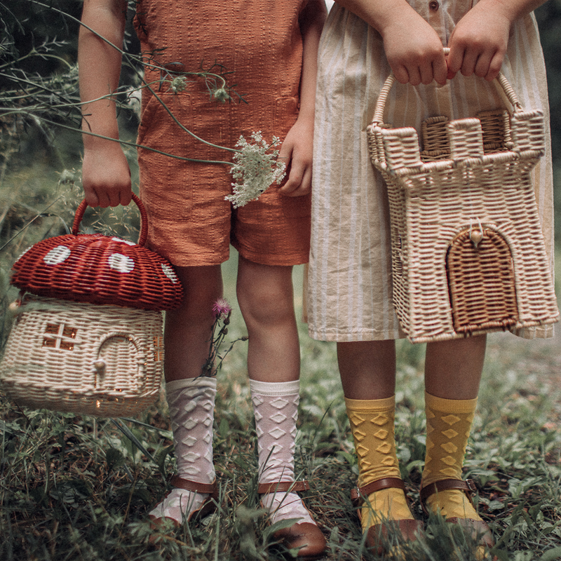 Olli Ella Red Rattan Mushroom Basket