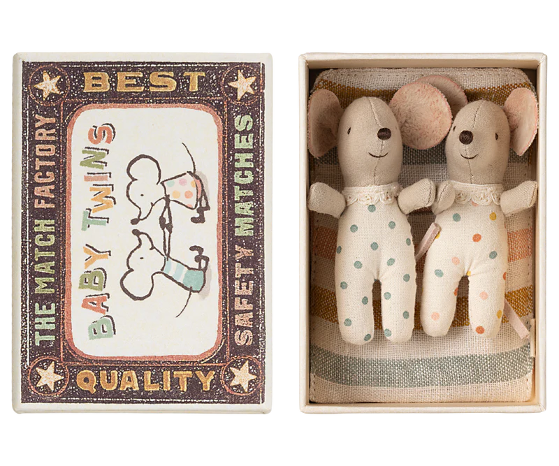 Maileg Twins - Baby Mice in Matchbox