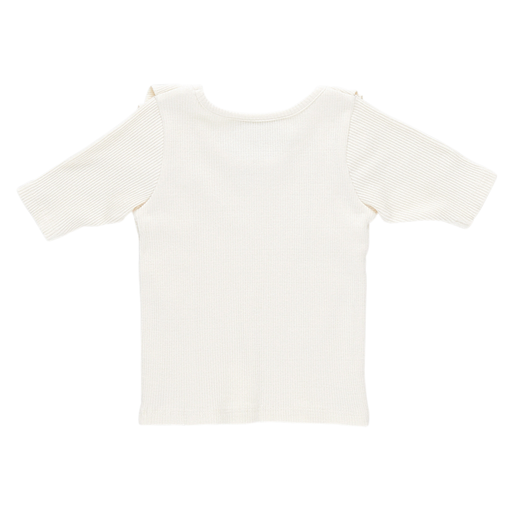 Pink Chicken Girls Organic Ruffle Rib Top - Antique White