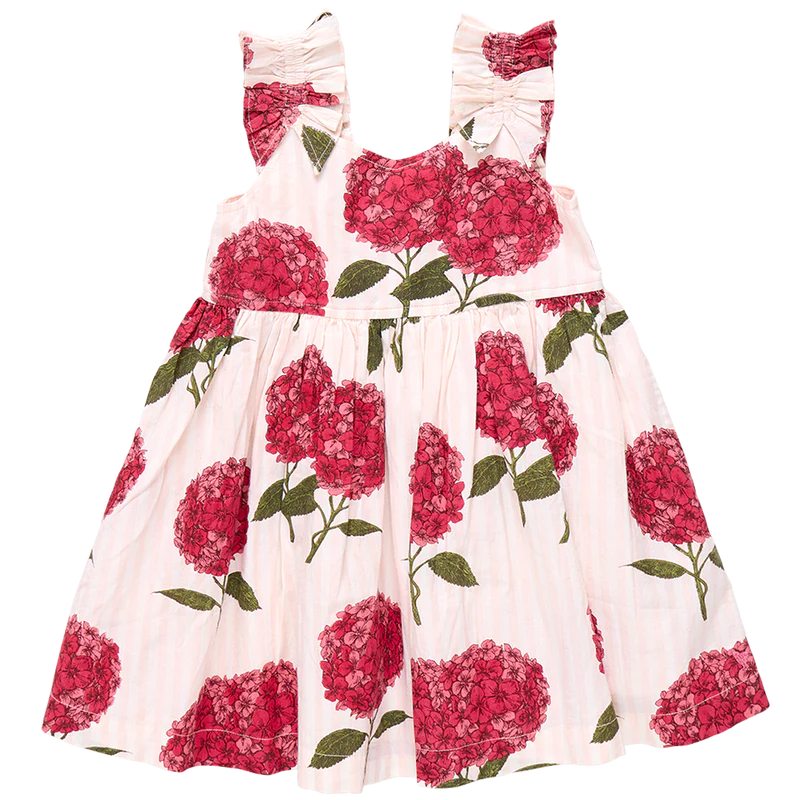 Pink Chicken Girls Via Dress - Pink Stripe Hydrangeas