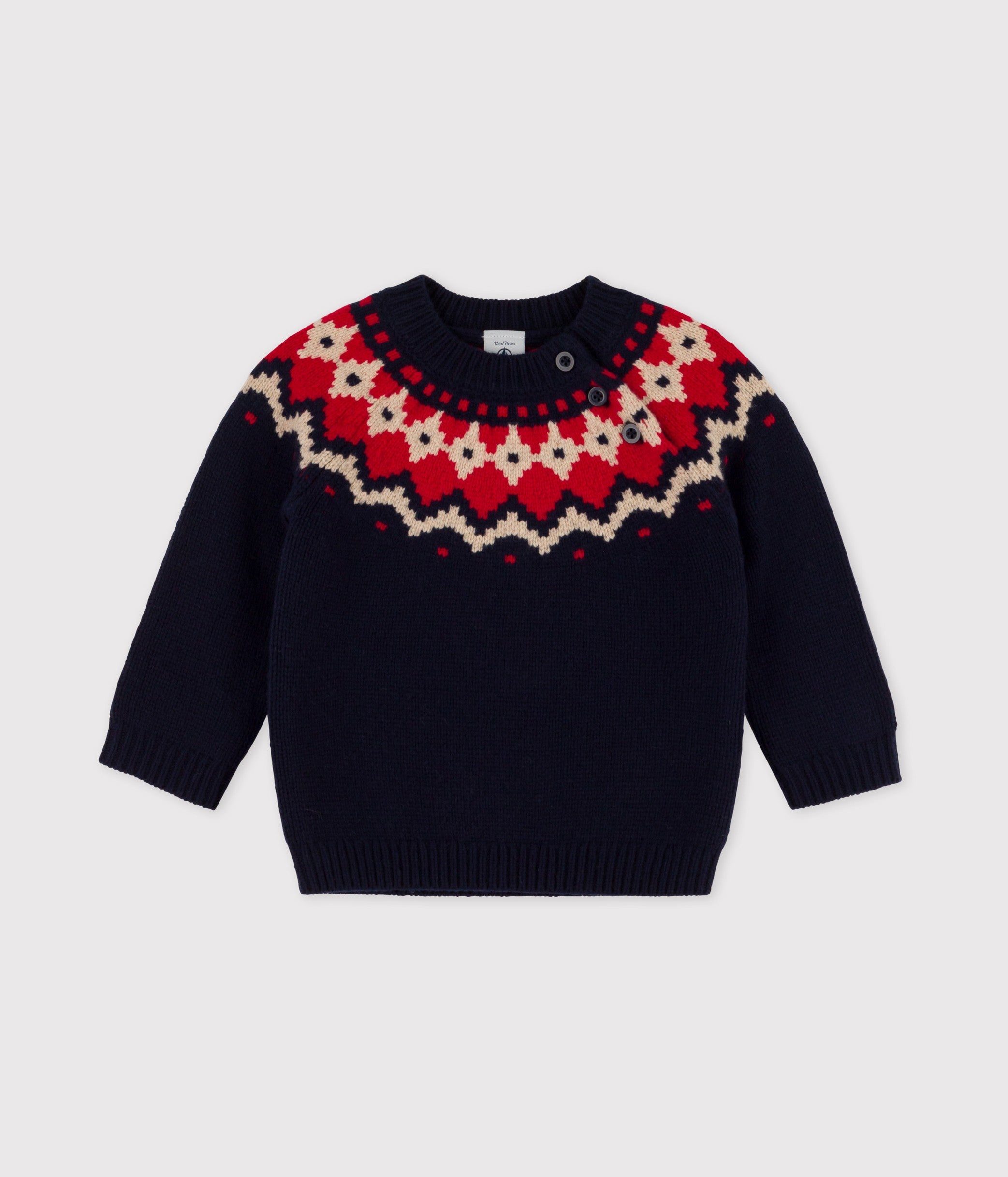 Petit Bateau Baby Pullover Sweater with Collar Detail