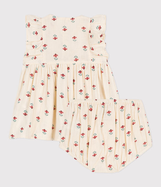 Petit Bateau Baby Girl Floral Cotton Gauze Dress with Bloomers