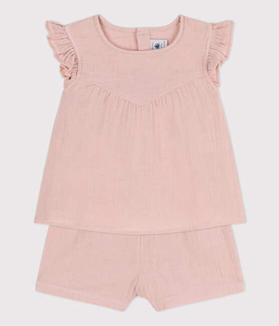 Petit Bateau Baby Two-Piece Set - Gauze Sleeveless Top and Shorts