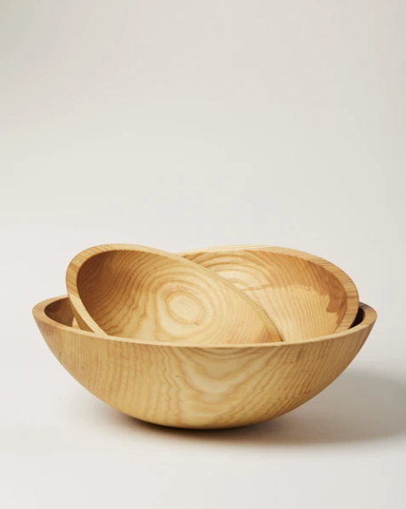 Farmhouse Pottery Crafted Wooden Bowl - Natural 9"