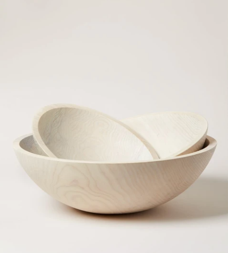 Crafted Wooden Bowl - White 12"