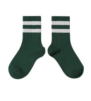 Collegien Nico Ribbed Varsity Crew Socks  - Forest Green