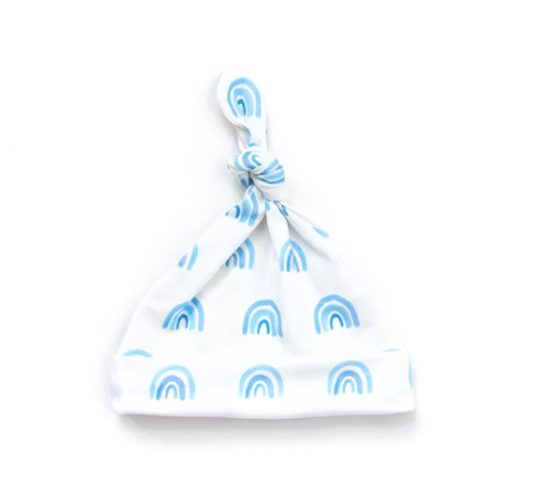 Izzy Lee's Organic Top Knot Hat - Blue Rainbow