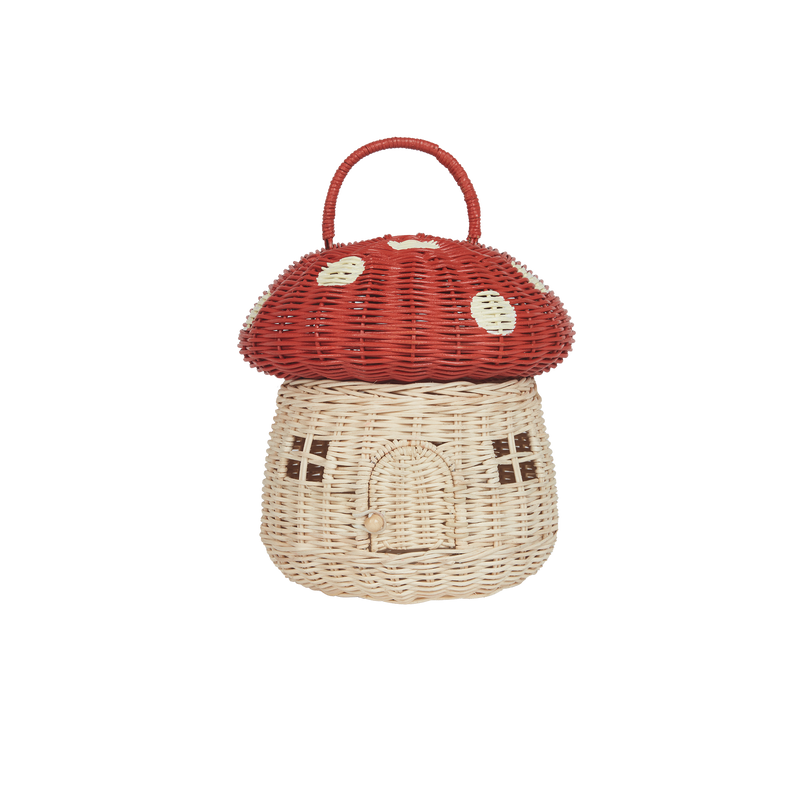 Olli Ella Red Rattan Mushroom Basket